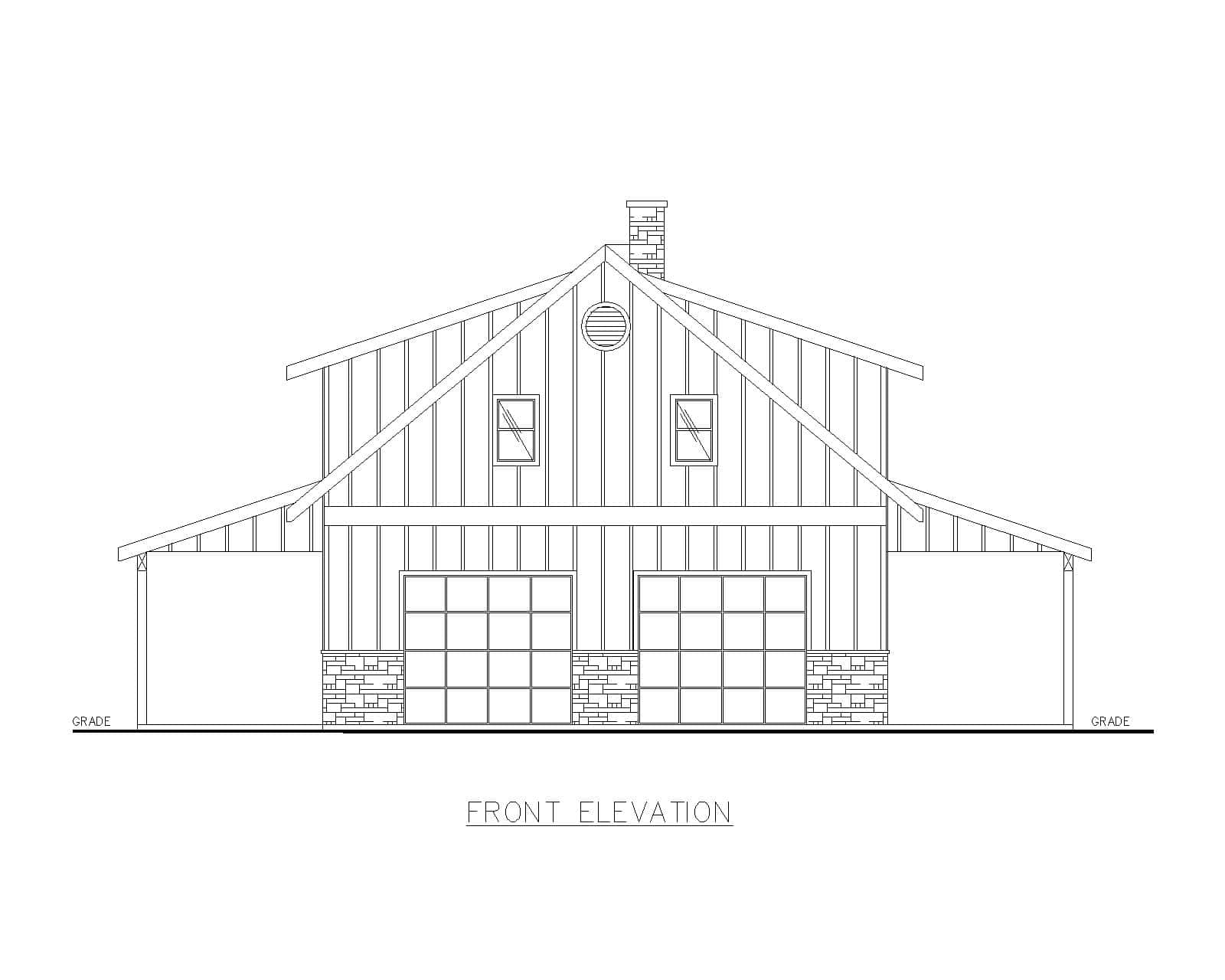 Home Plan Front Elevation of this 2-Bedroom,909 Sq Ft Plan -132-1801