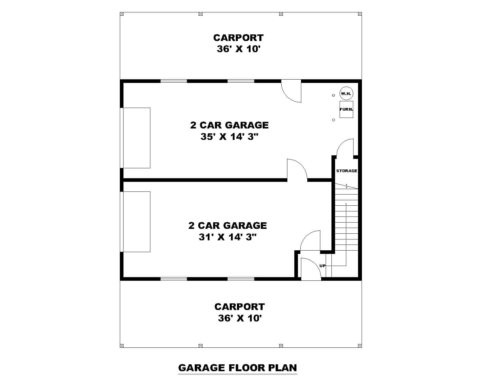 Main Level of Garage w/Apartments Plan #132-1801