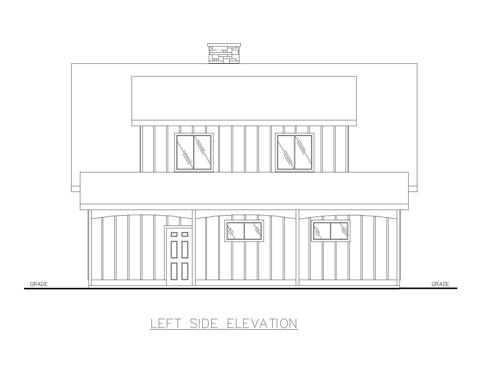 Home Plan Left Elevation of this 2-Bedroom,909 Sq Ft Plan -132-1801