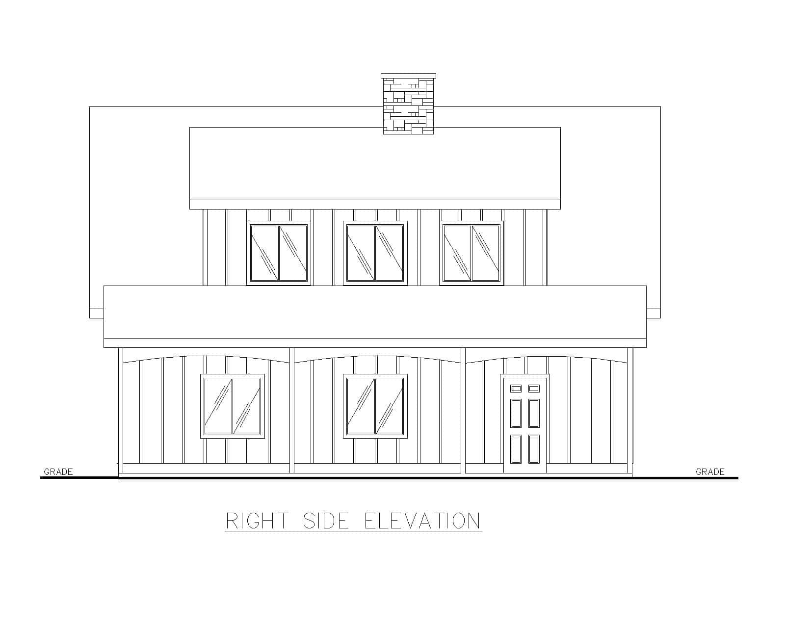 Home Plan Right Elevation of this 2-Bedroom,909 Sq Ft Plan -132-1801