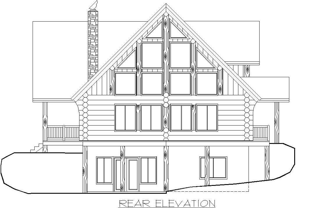 Home Plan Rear Elevation of this 6-Bedroom,3725 Sq Ft Plan -132-1804