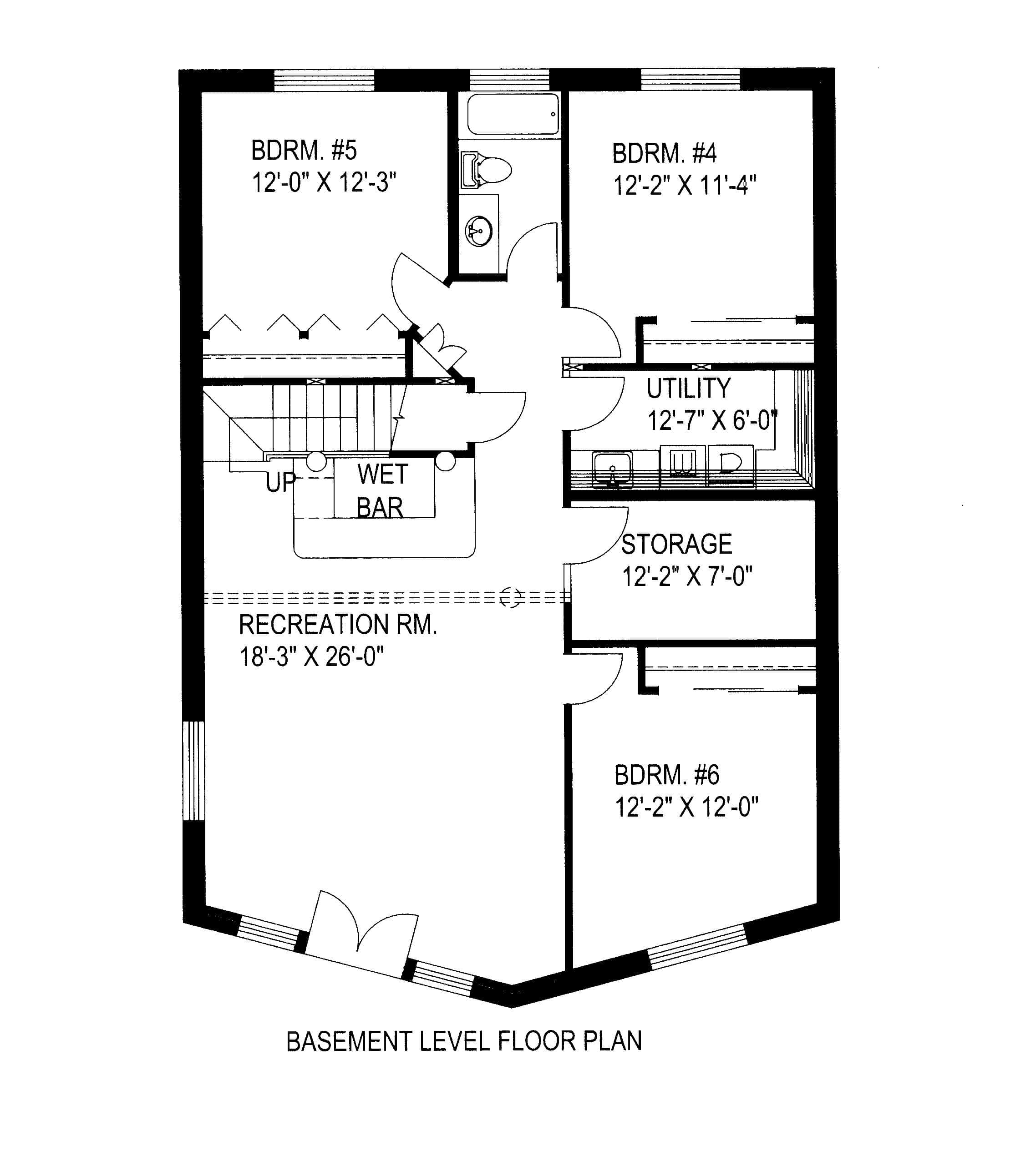 Basement of Cabin Plan #132-1804