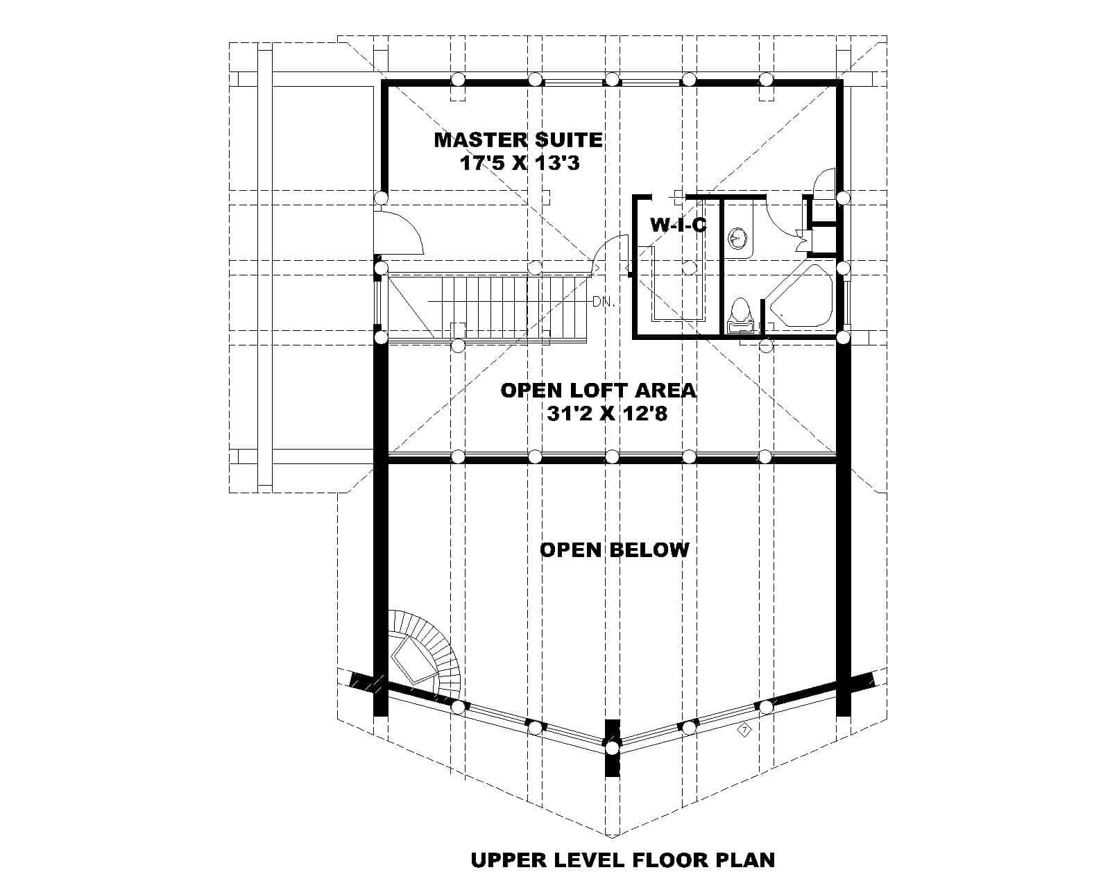 Upper Level of Cabin Plan #132-1806