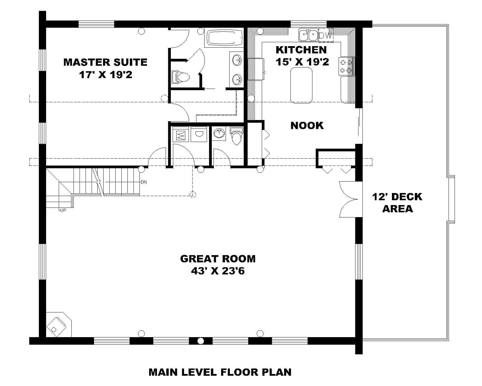 Main Level of Cabin Plan #132-1807