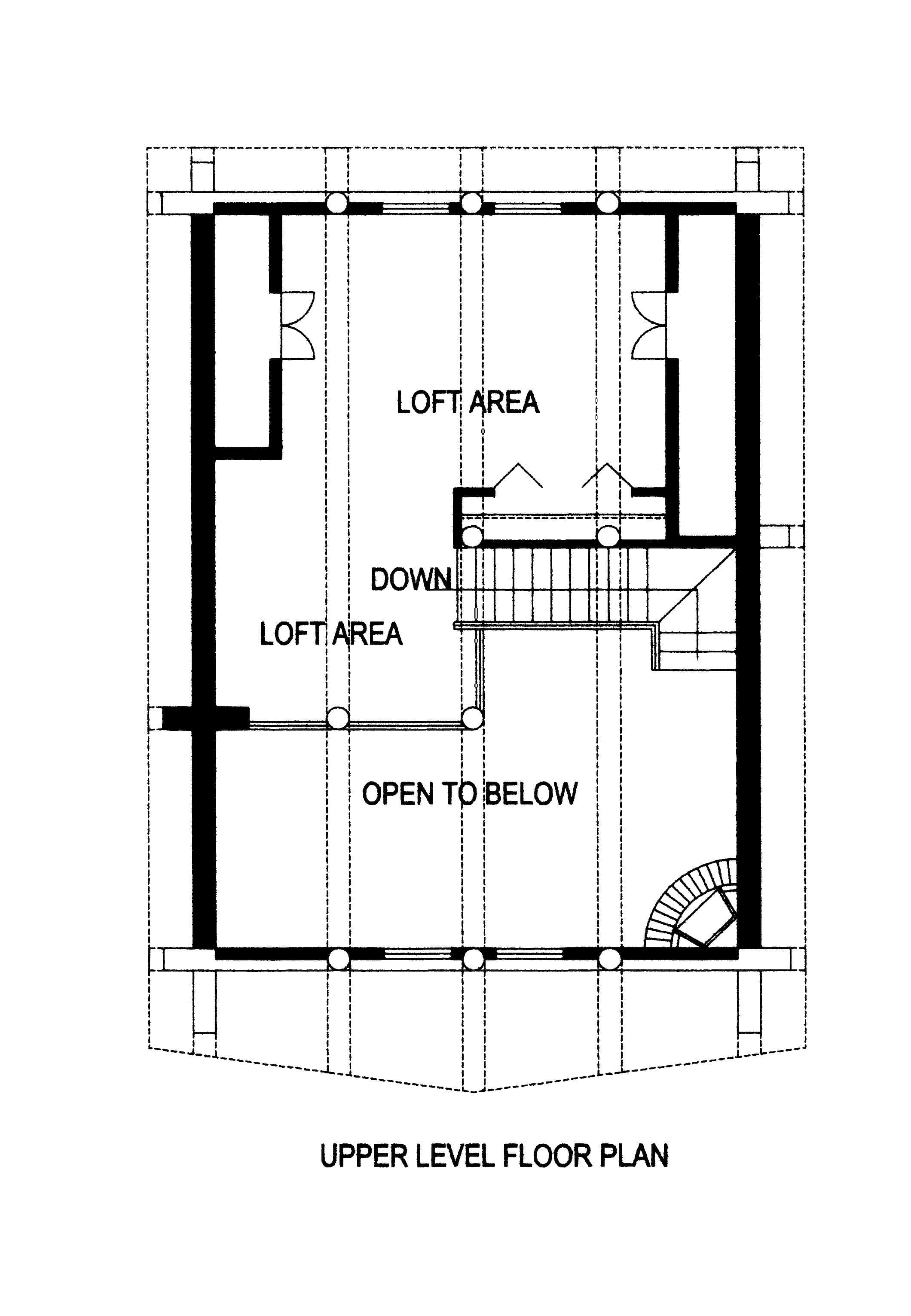 Upper Level of Cabin Plan #132-1808