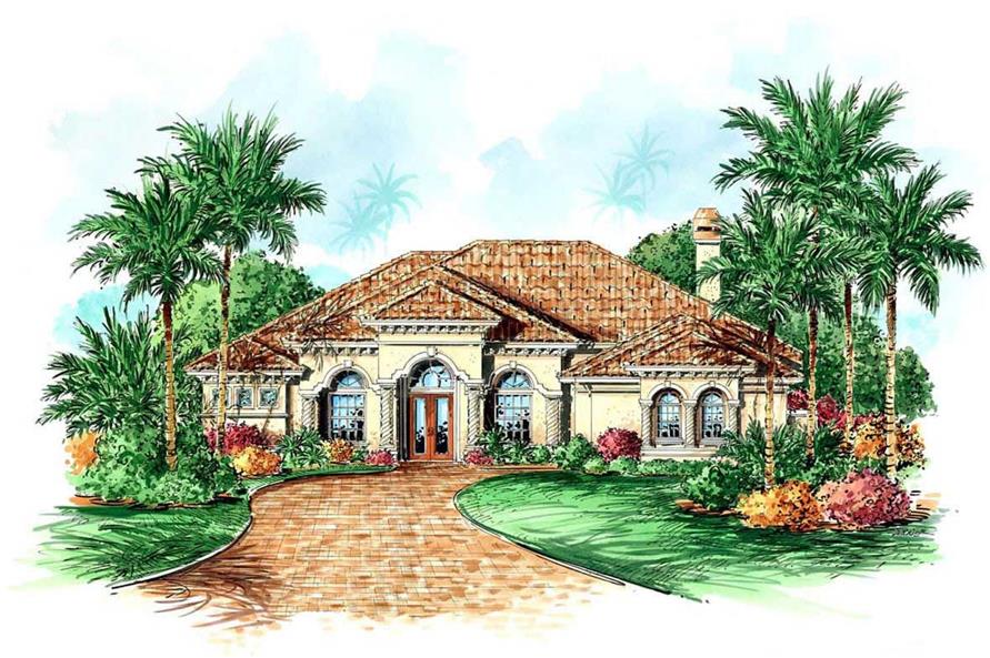 Florida house plans color elevation.