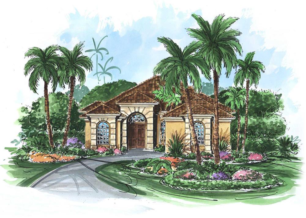 This image shows the Mediterranean style for this set of house plans, Florida House Plans.