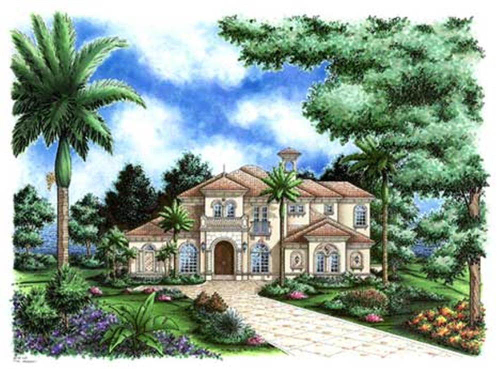 Mediterranean House Plans color elevation.