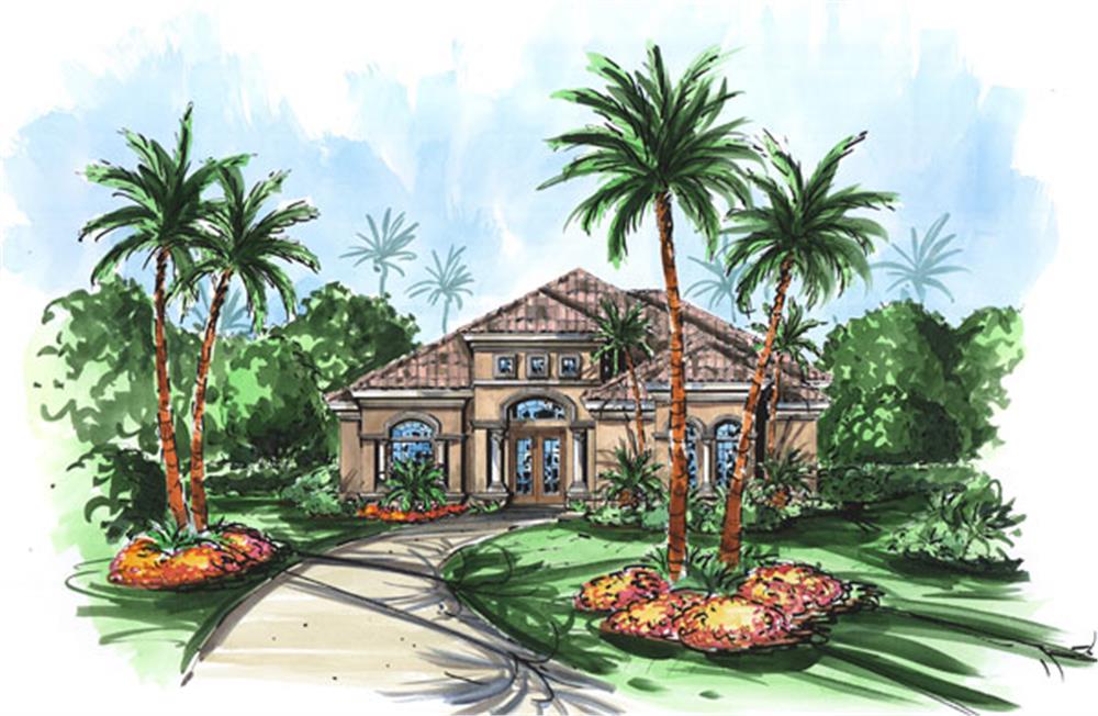 Front elevation of Mediterranean home (ThePlanCollection: House Plan #133-1061)
