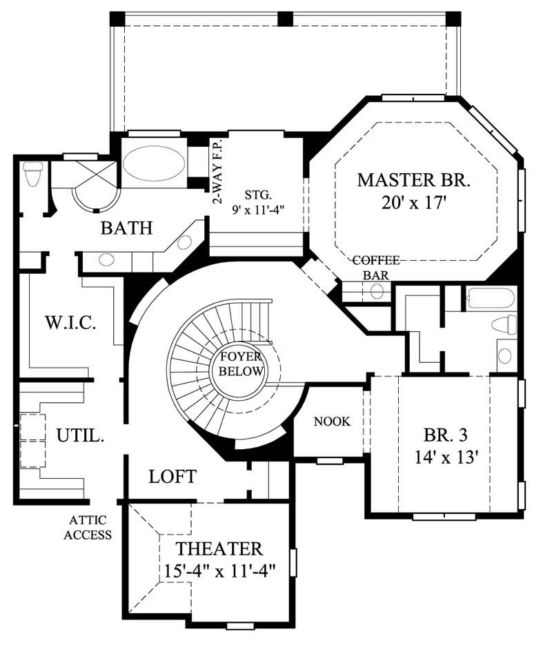Floor Plan Second Story of Luxury Plan #134-1008