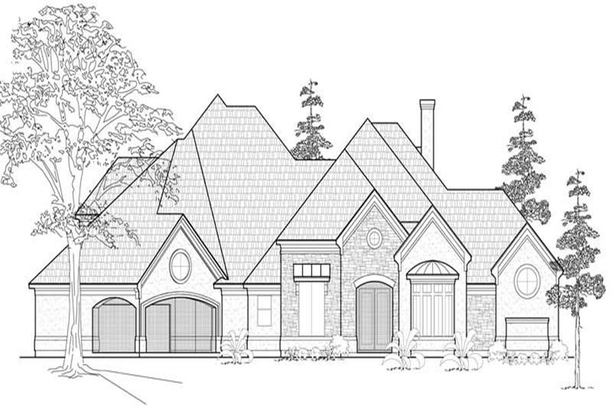 Home Plan Front Elevation of this 4-Bedroom,4156 Sq Ft Plan -134-1014