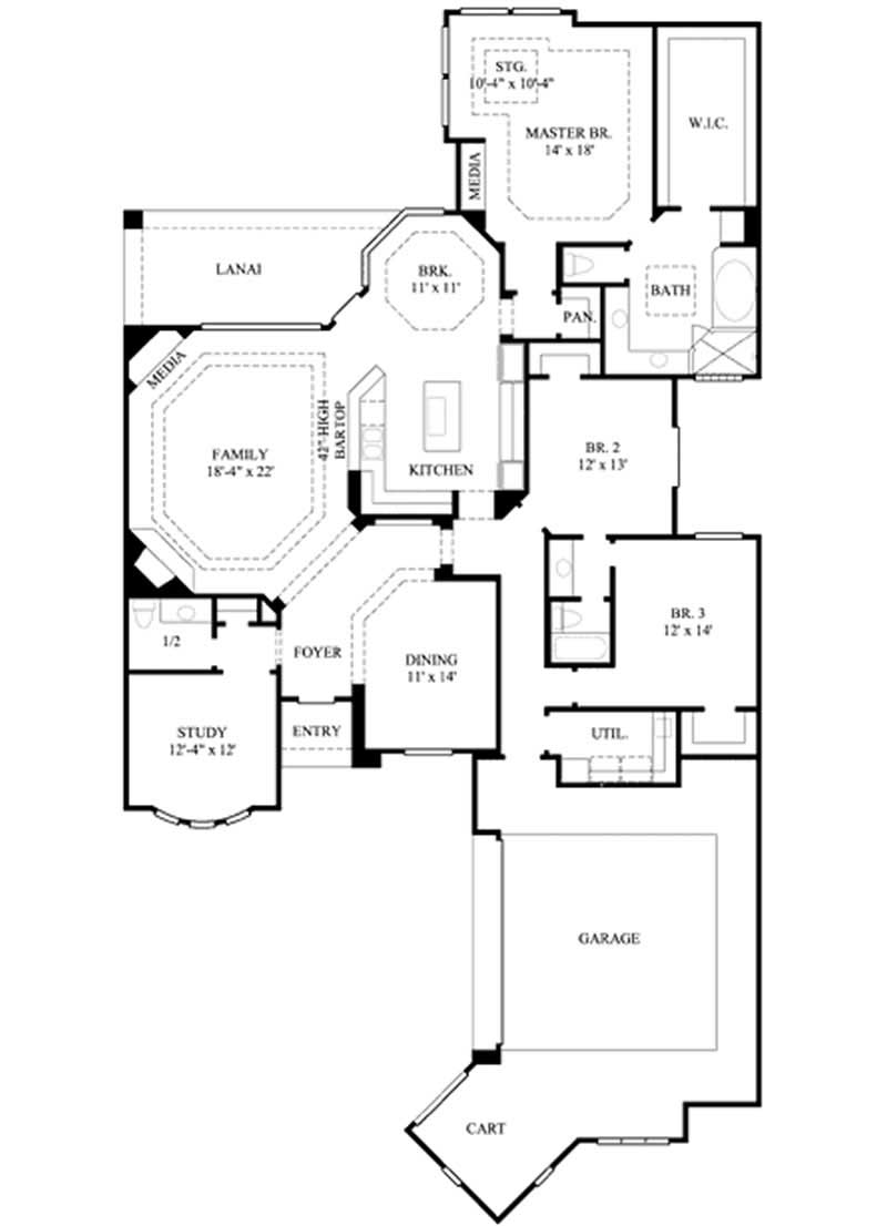 Floor Plan First Story of Mediterranean Plan #134-1016