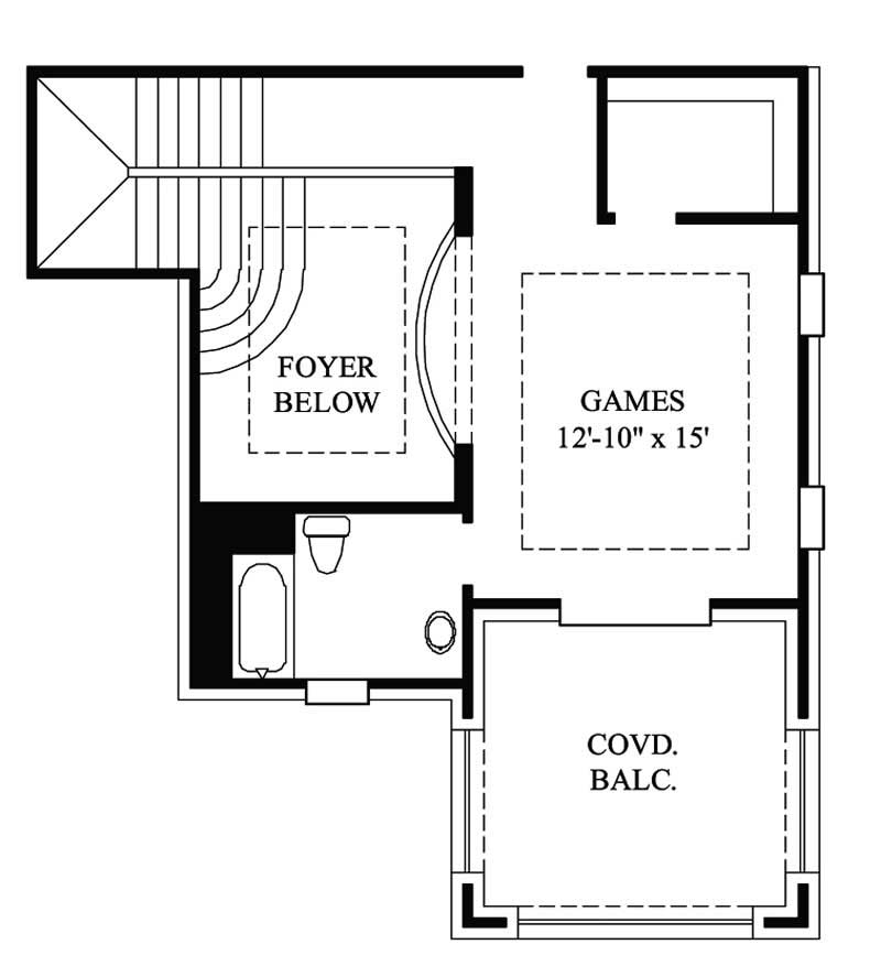 Floor Plan Second Story of Traditional Plan #134-1018