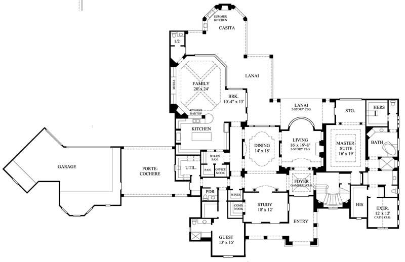 Floor Plan First Story of Farmhouse Plan #134-1022