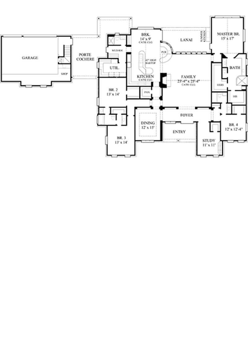 Floor Plan First Story of Luxury Plan #134-1029