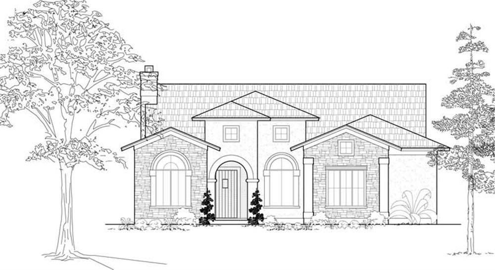 Front elevation of Mediterranean home (ThePlanCollection: House Plan #134-1034)
