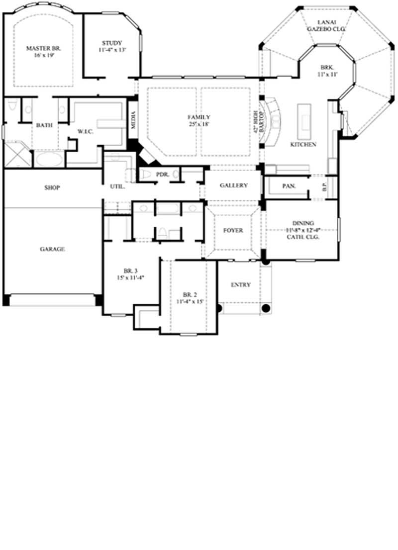 Floor Plan First Story of Ranch Plan #134-1035