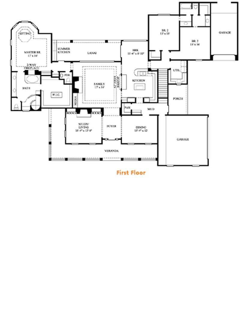 Floor Plan First Story of Country Plan #134-1036