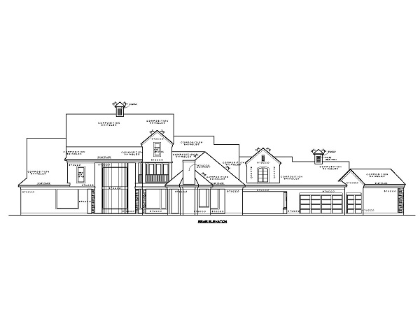 Home Plan Rear Elevation of this 4-Bedroom,5881 Sq Ft Plan -134-1041