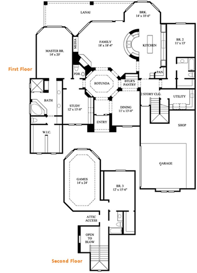 Floor Plan First Story of European Plan #134-1045