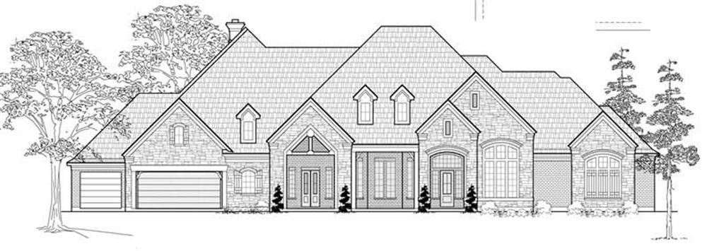 Front elevation of Luxury home (ThePlanCollection: House Plan #134-1058)
