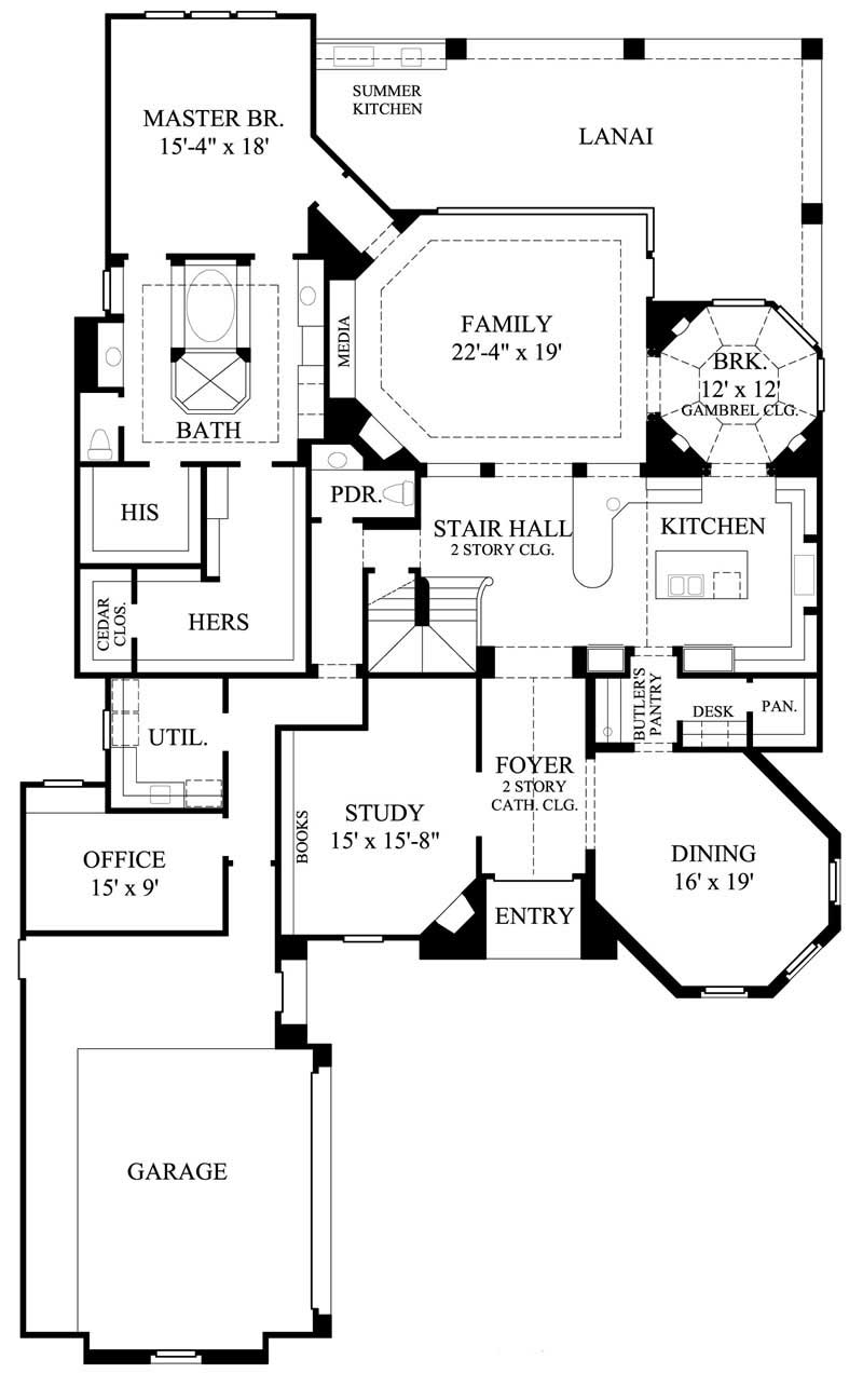 Floor Plan First Story of Mediterranean Plan #134-1059