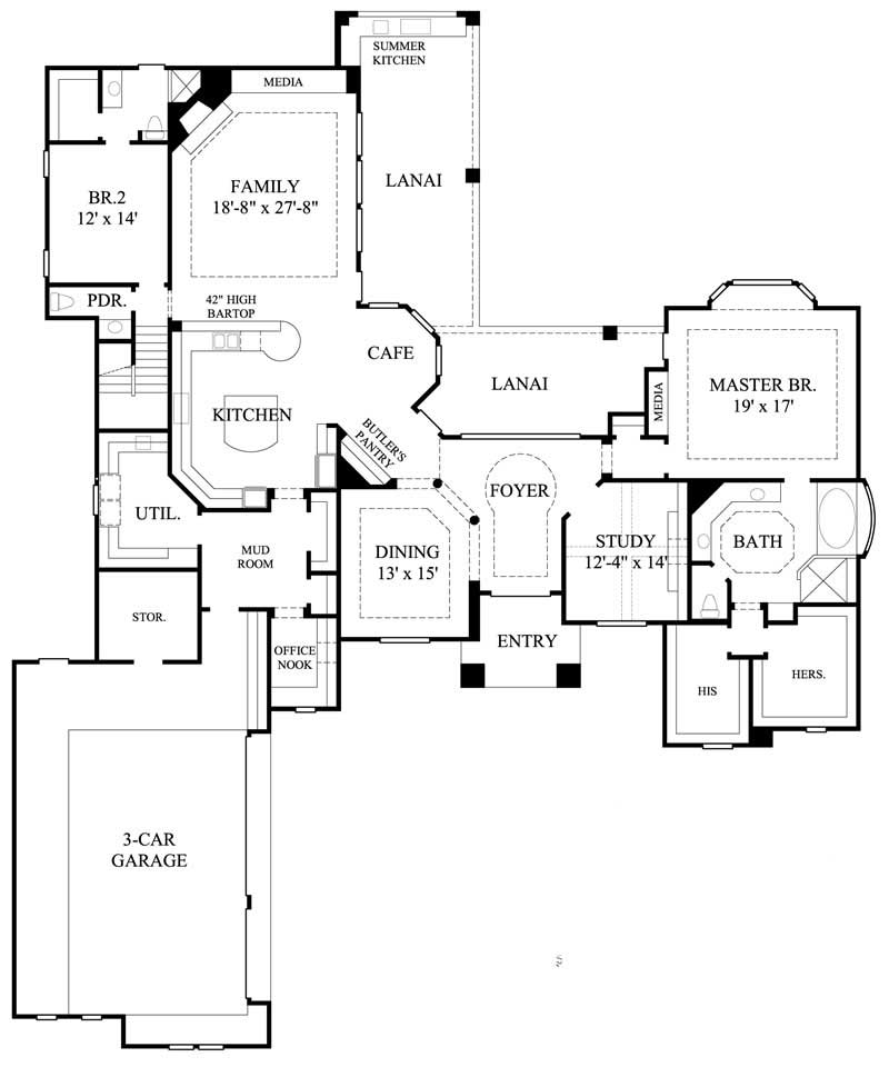 Floor Plan First Story of Luxury Plan #134-1060