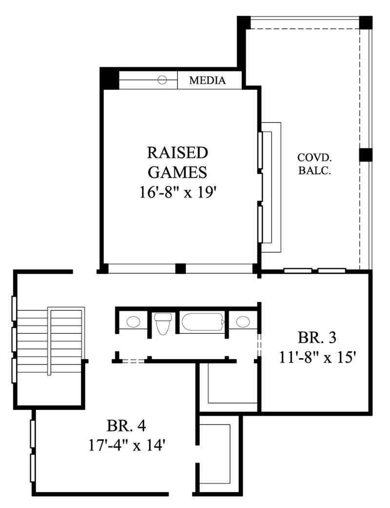 Floor Plan Second Story of Luxury Plan #134-1060