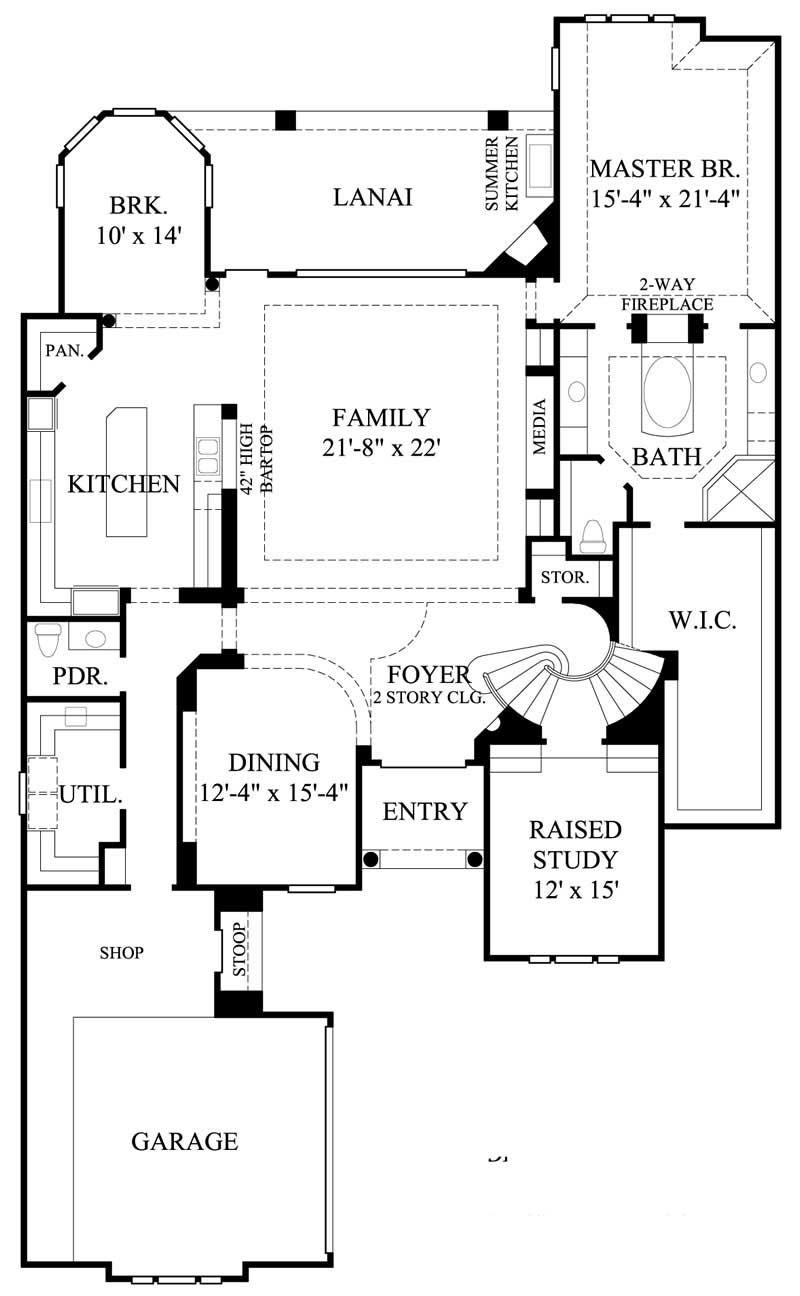 Floor Plan First Story of Mediterranean Plan #134-1066