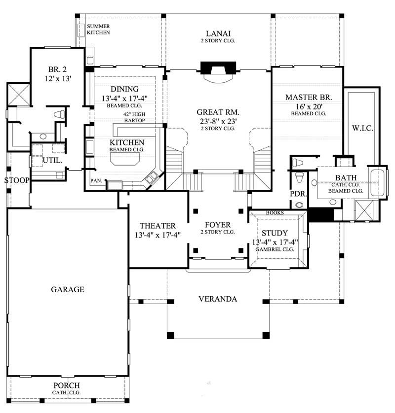 Floor Plan First Story of Farmhouse Plan #134-1069