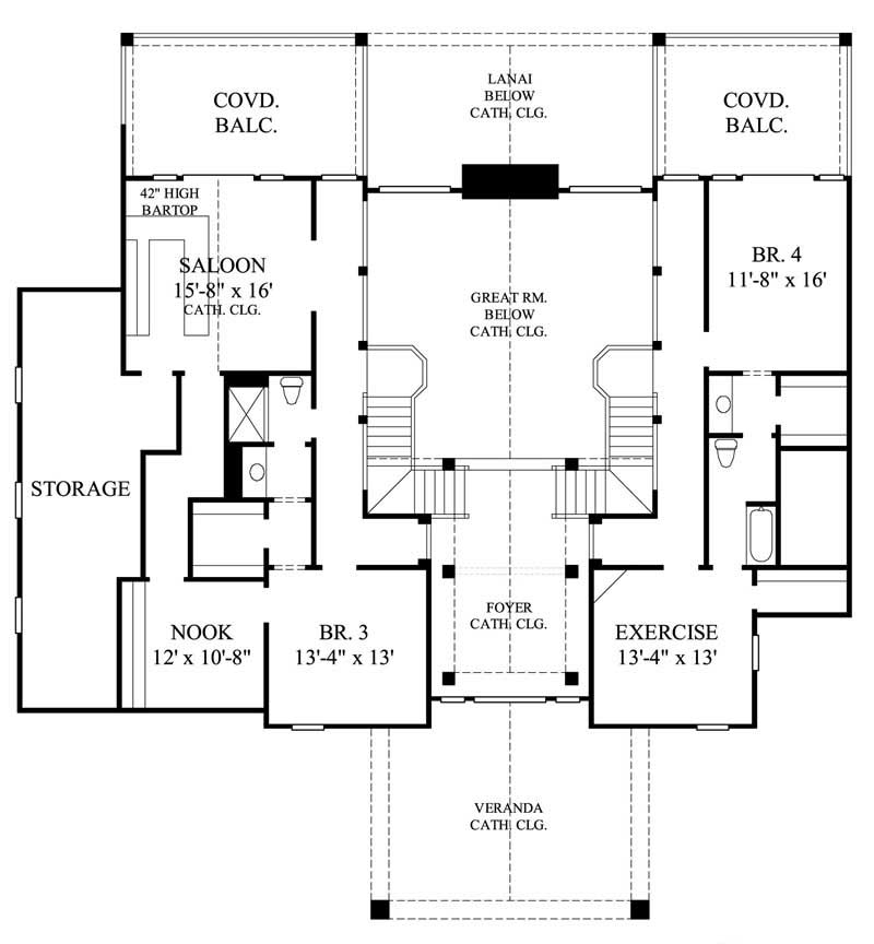 Floor Plan Second Story of Farmhouse Plan #134-1069