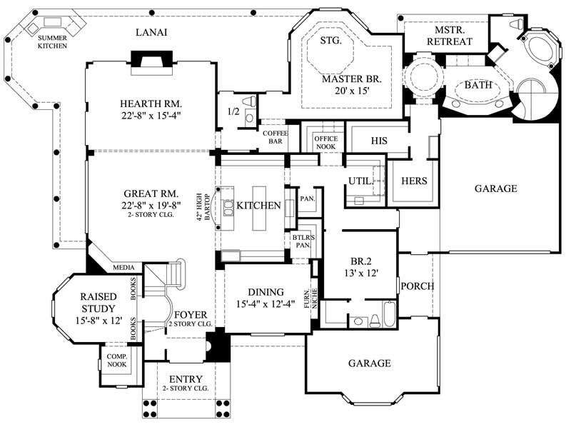 Floor Plan First Story of Luxury Plan #134-1082