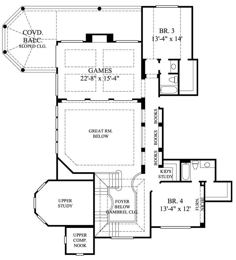 Floor Plan Second Story of Luxury Plan #134-1082