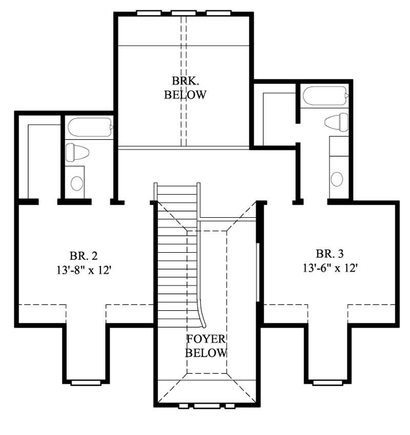 Floor Plan Second Story of Country Plan #134-1100