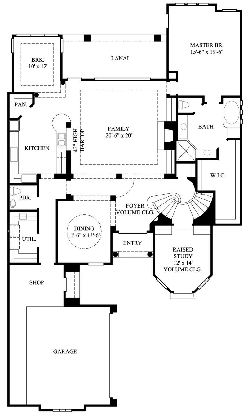 Floor Plan First Story of Mediterranean Plan #134-1101