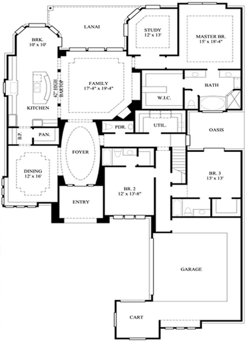 Floor Plan First Story of Ranch Plan #134-1123