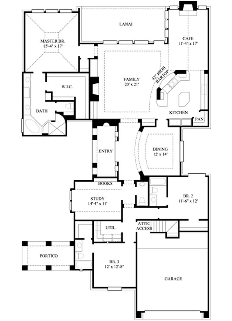 Floor Plan First Story of European Plan #134-1126