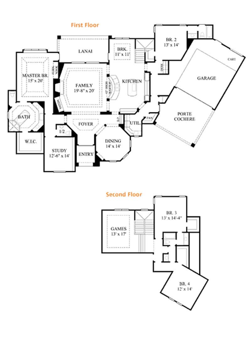 Floor Plan First Story of Luxury Plan #134-1129