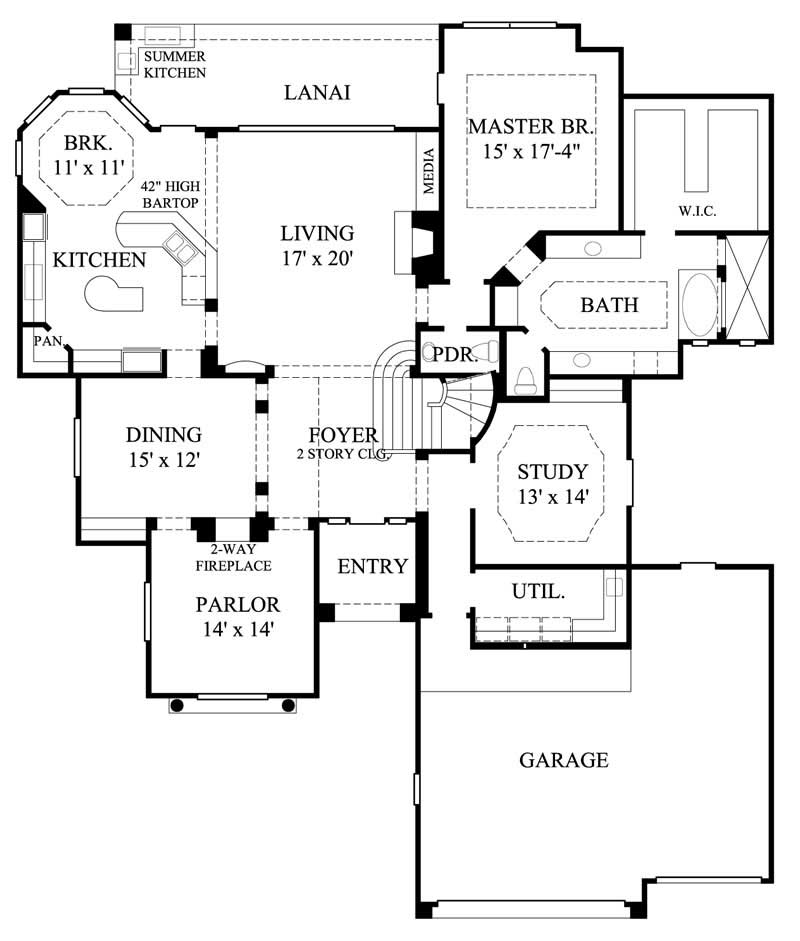 Floor Plan First Story of Mediterranean Plan #134-1136