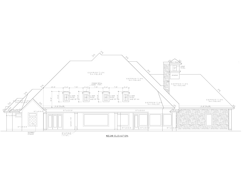 Home Plan Rear Elevation of this 3-Bedroom,4334 Sq Ft Plan -134-1139