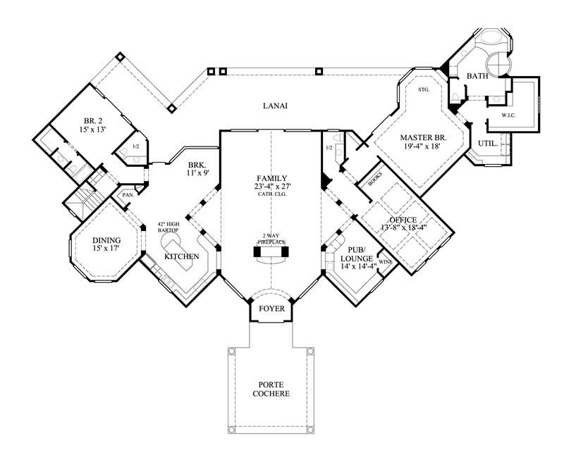 Floor Plan First Story of Farmhouse Plan #134-1154