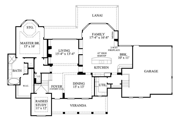 Floor Plan First Story of Country Plan #134-1160