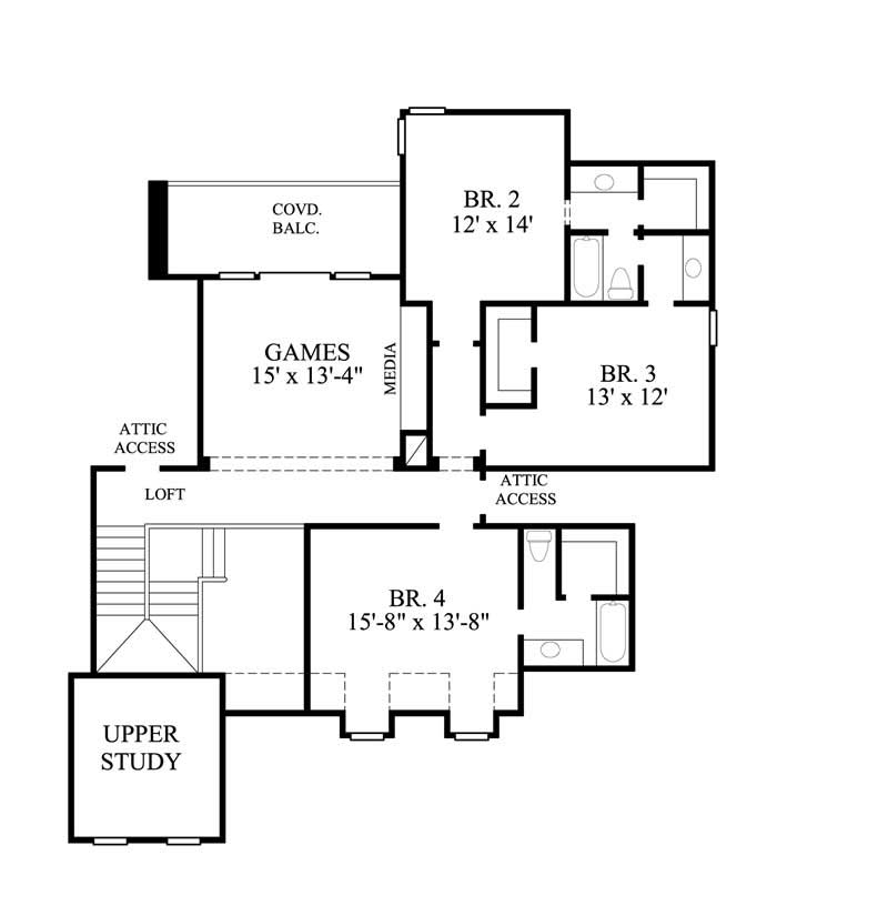 Floor Plan First Story of Country Plan #134-1160