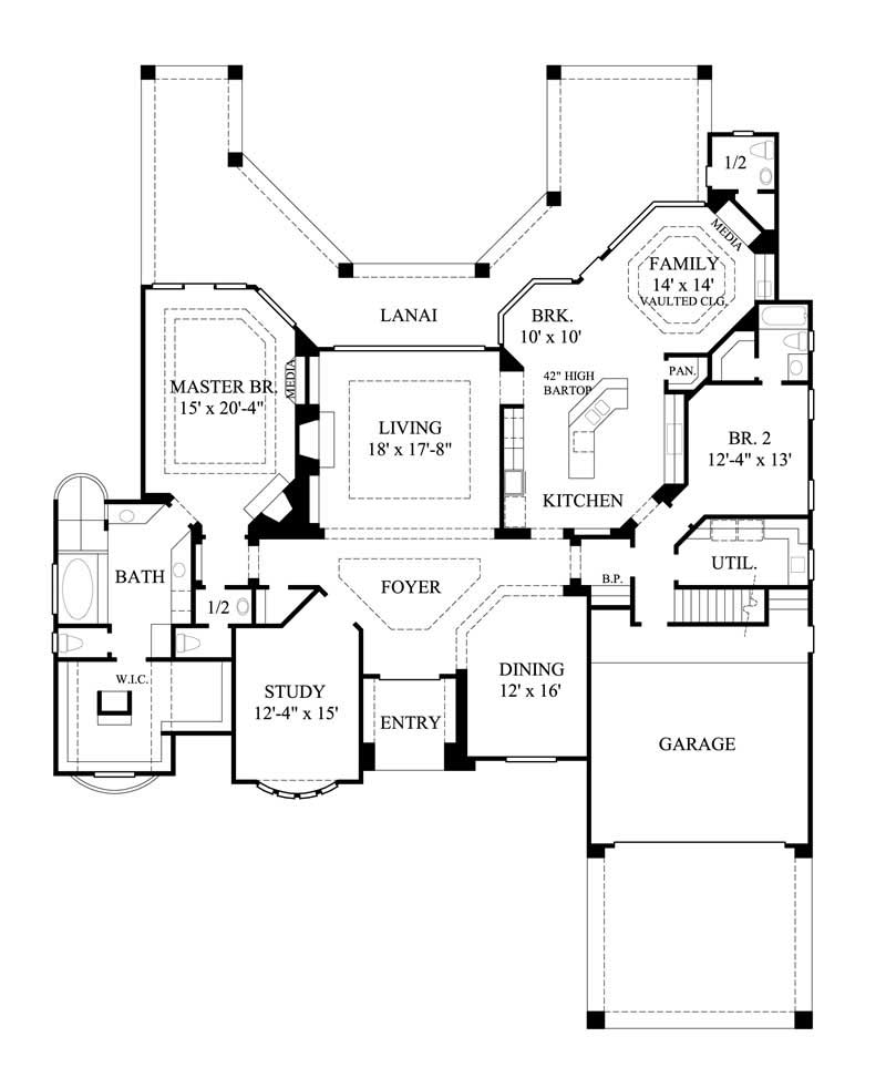Floor Plan First Story of Luxury Plan #134-1165