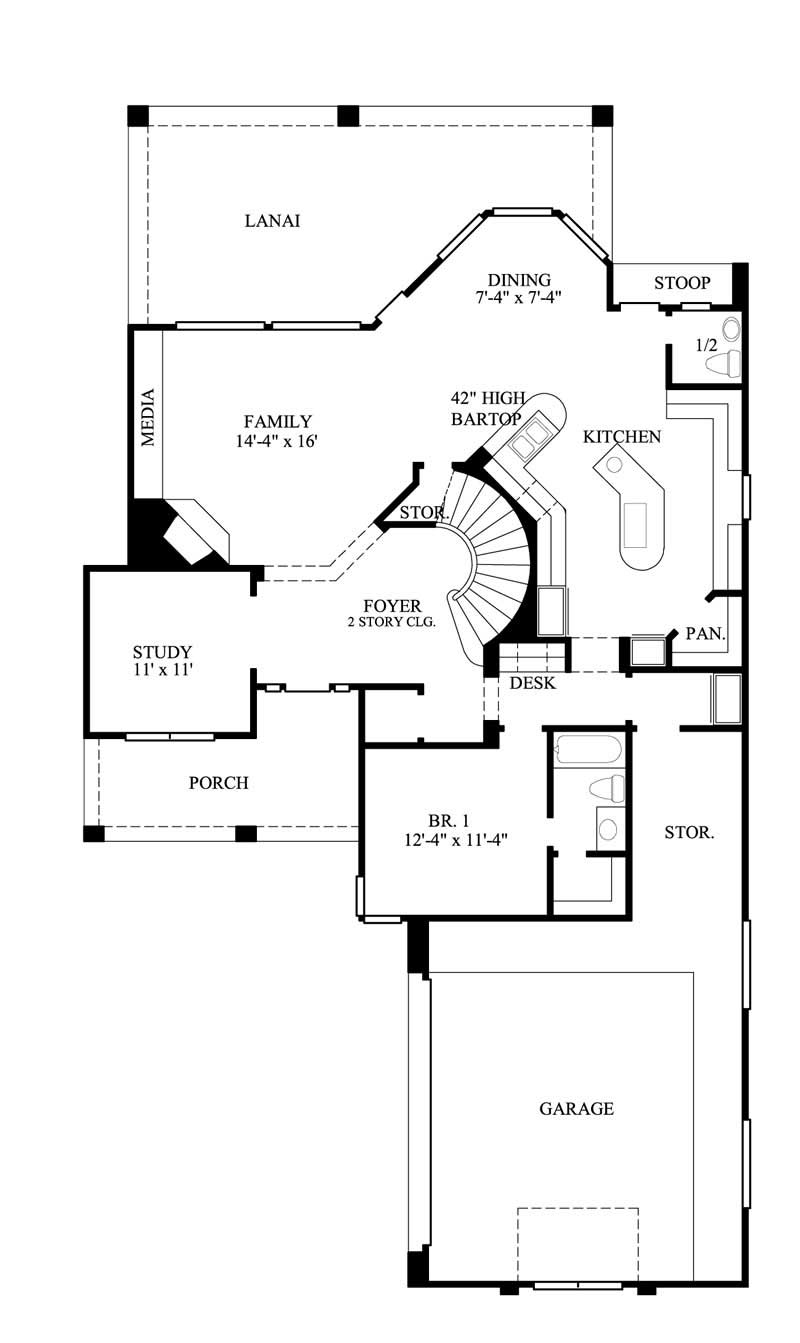 Floor Plan First Story of Traditional Plan #134-1167