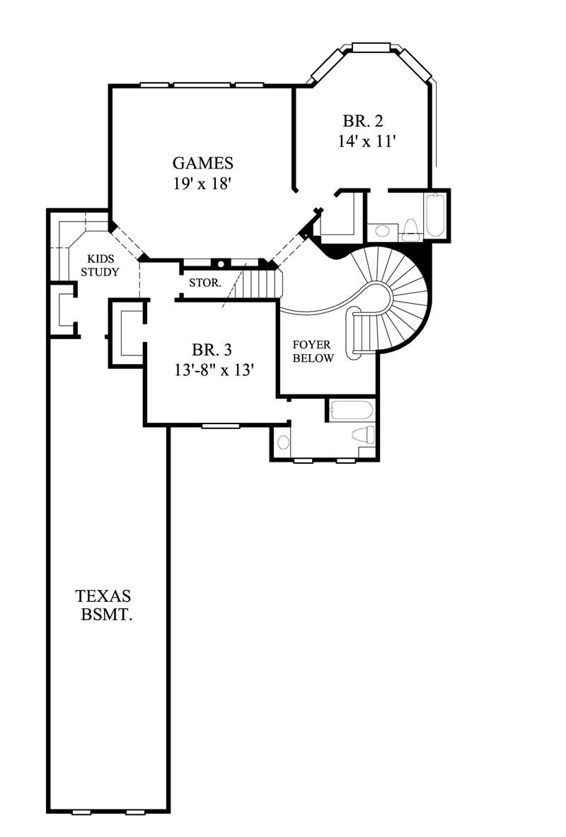 Floor Plan Second Story of Luxury Plan #134-1168
