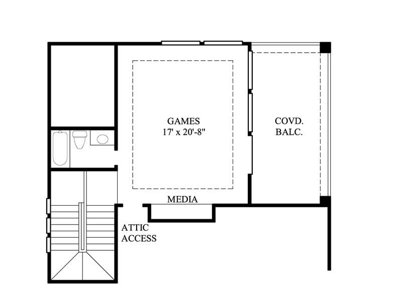 Floor Plan Second Story of Traditional Plan #134-1169