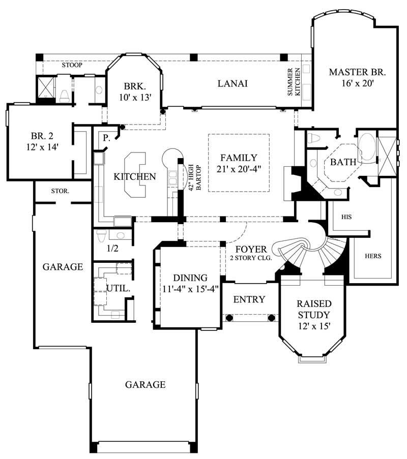 Floor Plan First Story of Mediterranean Plan #134-1173