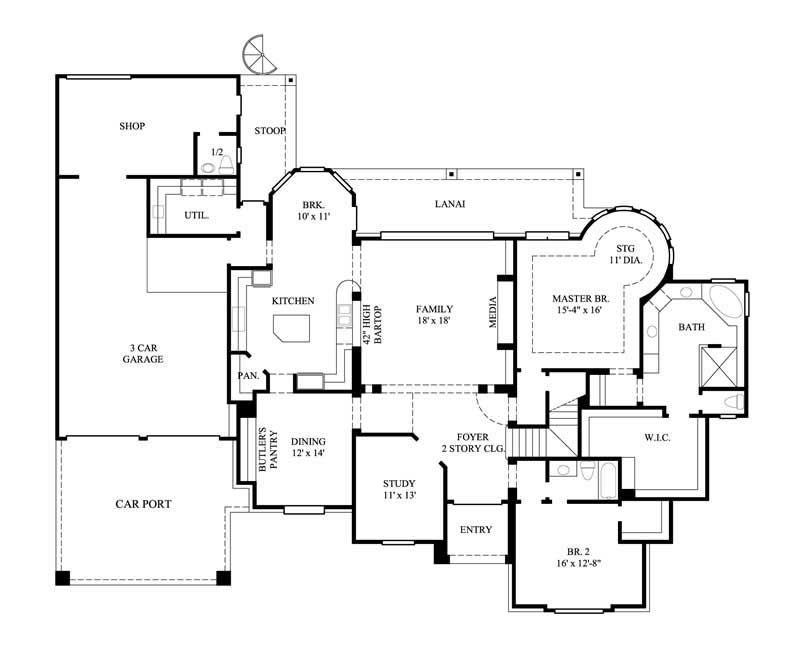 Floor Plan First Story of Plan #134-1175