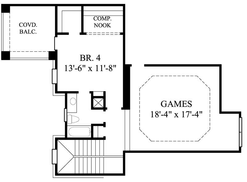 Floor Plan Second Story of Luxury Plan #134-1182